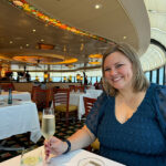 The Singing Suitcase owner Melissa at brunch on a cruise ship.