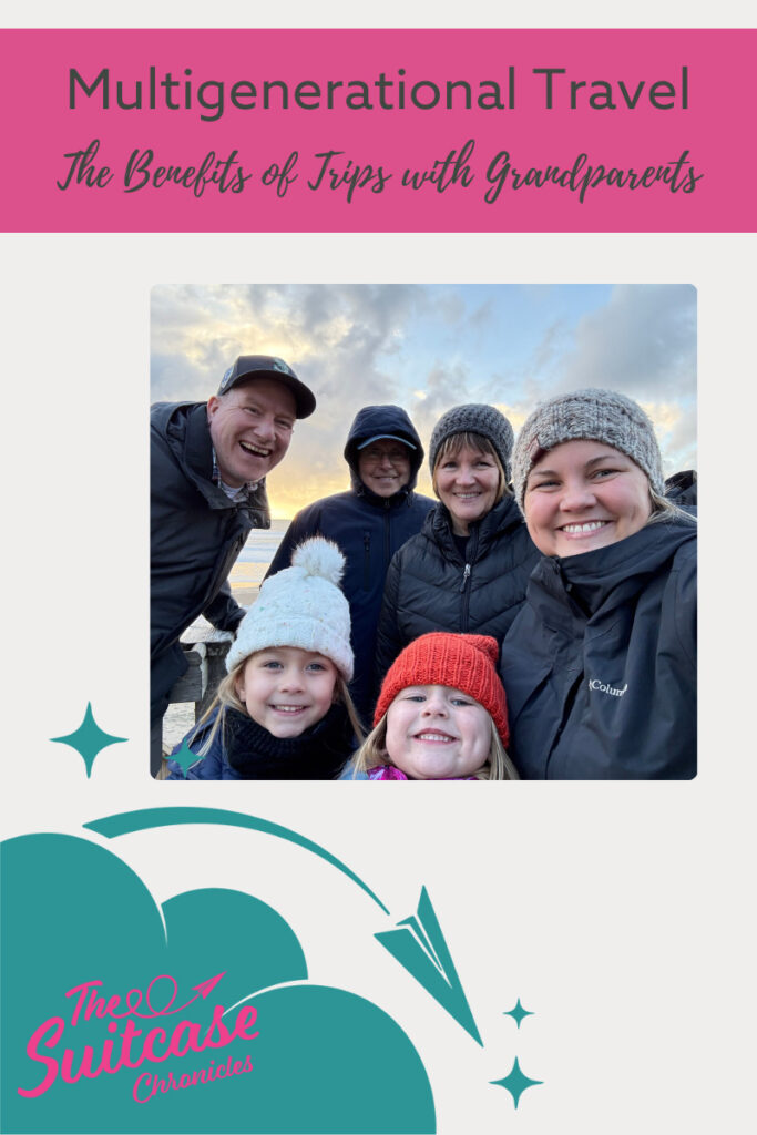 "Multigenerational Travel: The Benefits of Trips with Grandparents" with photos of multiple generations