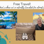 Photos of a beach and a couple in Europe with the text, "Free Travel!"